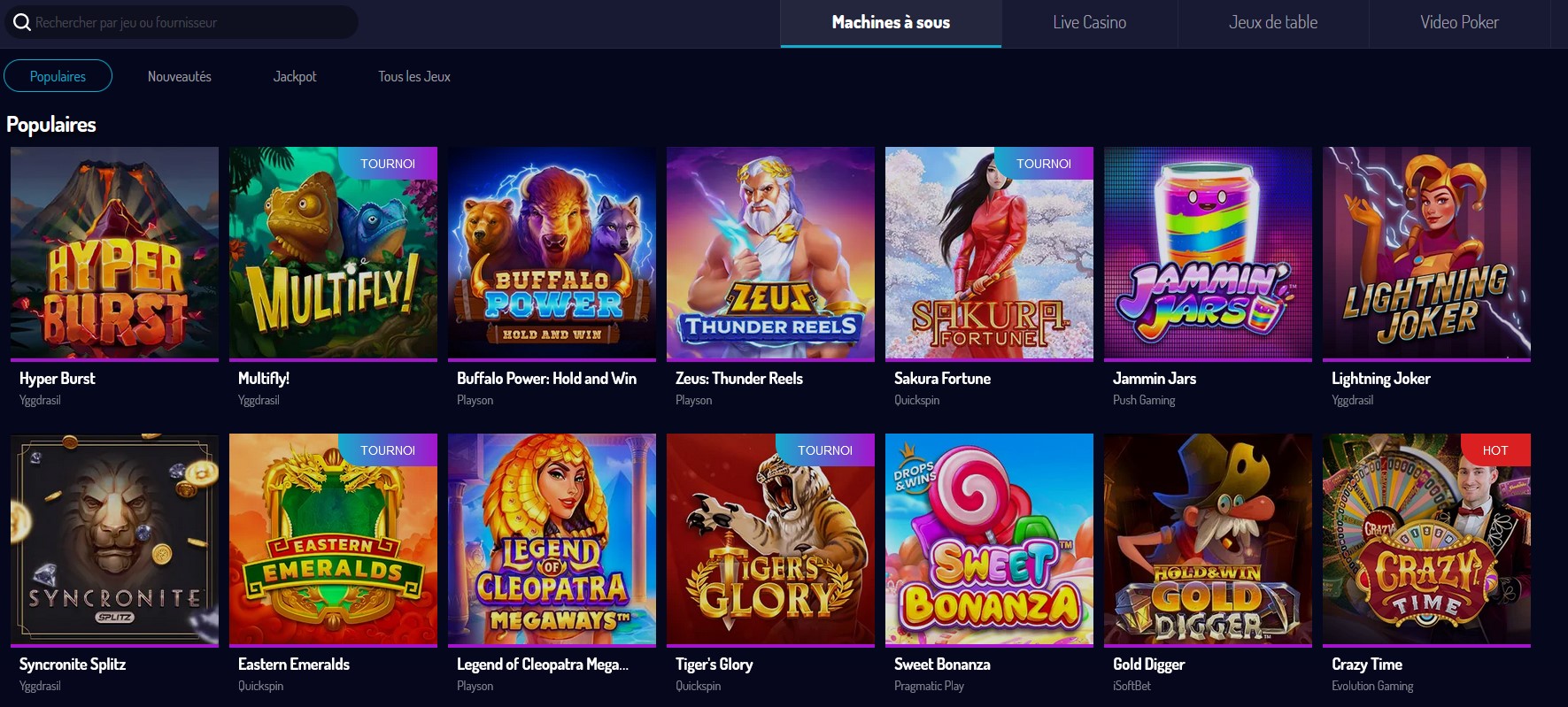 Jeux du casino Lucky8