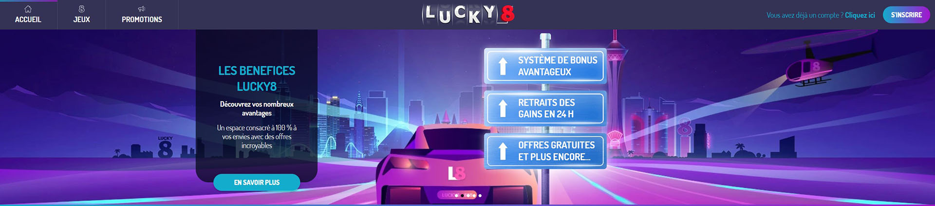 Bannière du casino Lucky8